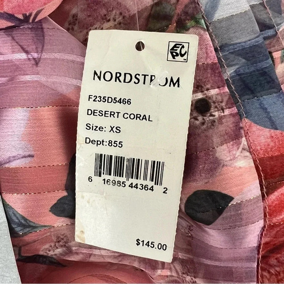 New Adelyn Rae Emmie Pleated Midi Dress in Desert Coral Size XS Metallic Flutter - Picture 14 of 15